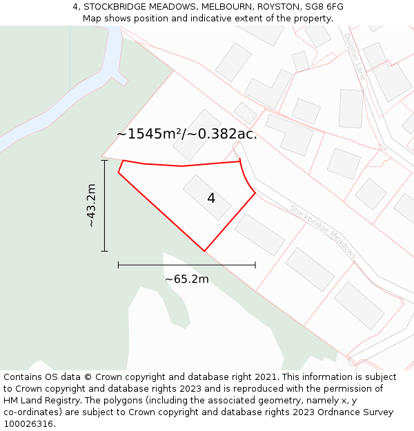 4, STOCKBRIDGE MEADOWS, MELBOURN, ROYSTON, SG8 6FG: Plot and title map