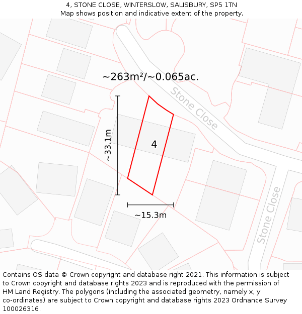 4, STONE CLOSE, WINTERSLOW, SALISBURY, SP5 1TN: Plot and title map