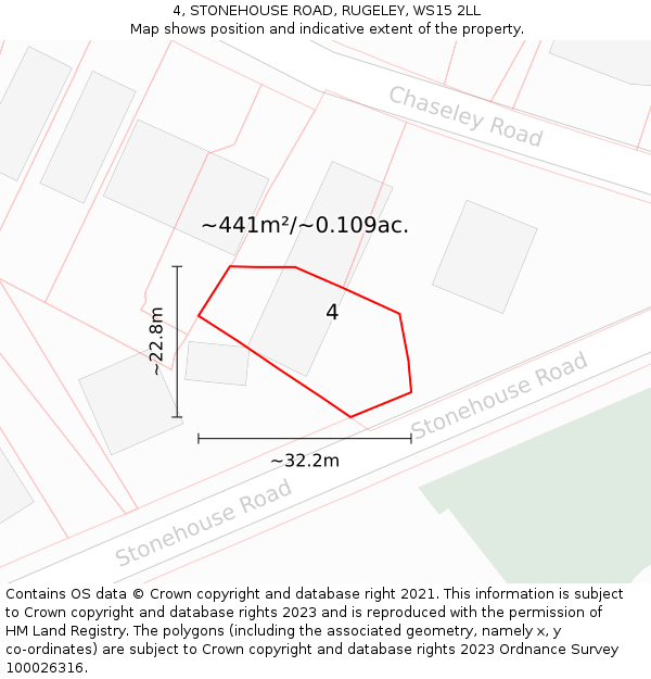 4, STONEHOUSE ROAD, RUGELEY, WS15 2LL: Plot and title map