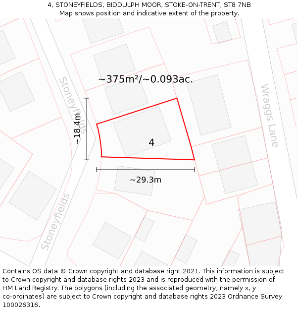 4, STONEYFIELDS, BIDDULPH MOOR, STOKE-ON-TRENT, ST8 7NB: Plot and title map