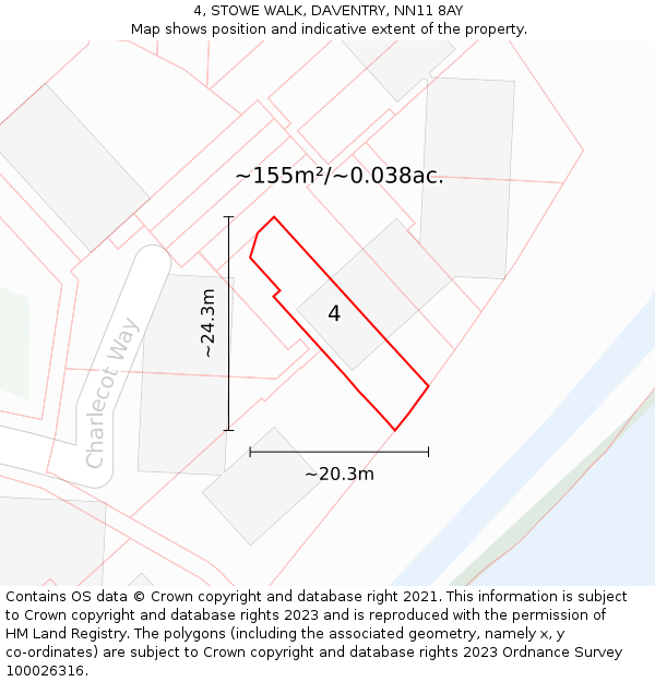 4, STOWE WALK, DAVENTRY, NN11 8AY: Plot and title map