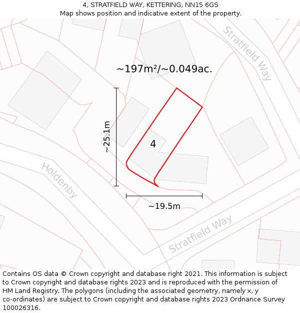 4, STRATFIELD WAY, KETTERING, NN15 6GS: Plot and title map
