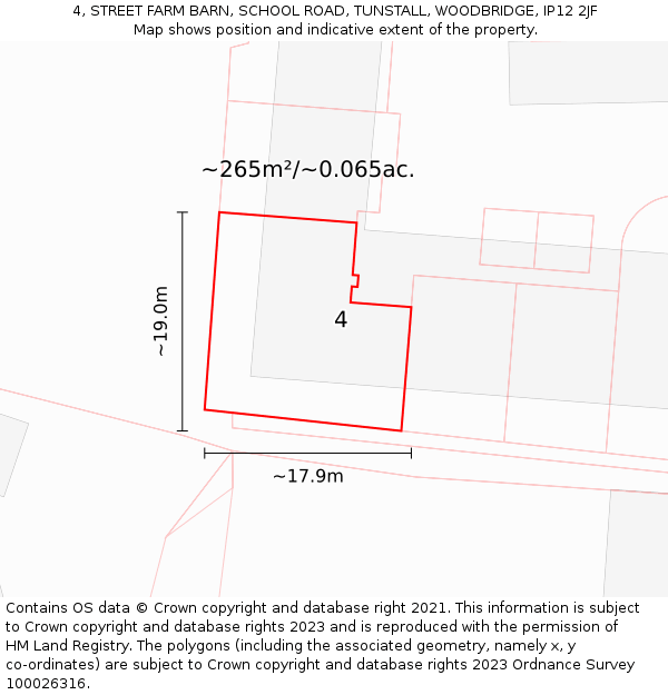 4, STREET FARM BARN, SCHOOL ROAD, TUNSTALL, WOODBRIDGE, IP12 2JF: Plot and title map