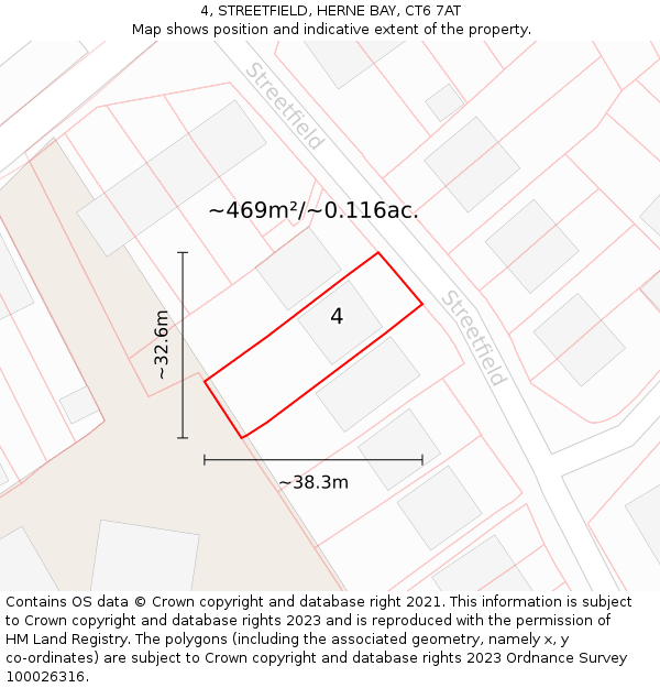 4, STREETFIELD, HERNE BAY, CT6 7AT: Plot and title map