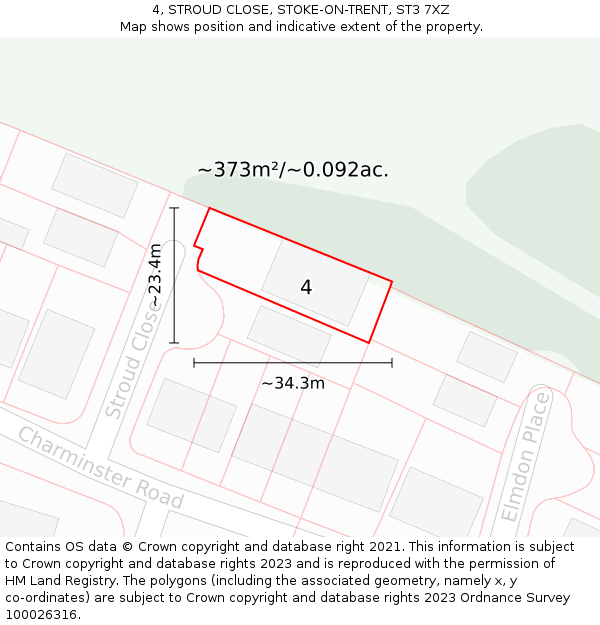 4, STROUD CLOSE, STOKE-ON-TRENT, ST3 7XZ: Plot and title map