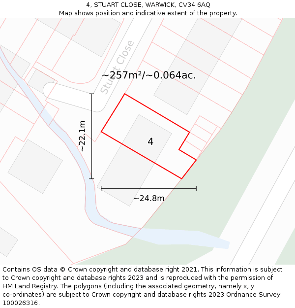 4, STUART CLOSE, WARWICK, CV34 6AQ: Plot and title map