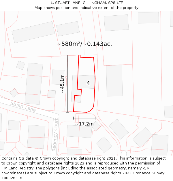 4, STUART LANE, GILLINGHAM, SP8 4TE: Plot and title map