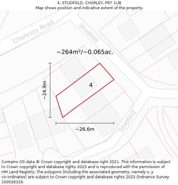 4, STUDFOLD, CHORLEY, PR7 1UB: Plot and title map