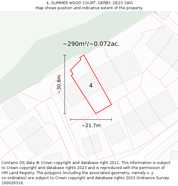 4, SUMMER WOOD COURT, DERBY, DE23 1WG: Plot and title map