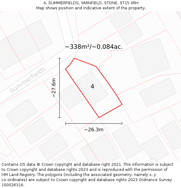 4, SUMMERFIELDS, YARNFIELD, STONE, ST15 0RH: Plot and title map