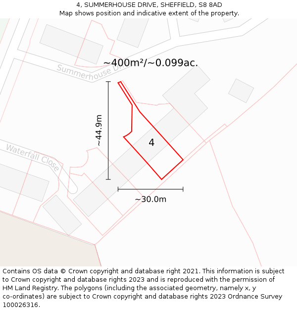 4, SUMMERHOUSE DRIVE, SHEFFIELD, S8 8AD: Plot and title map