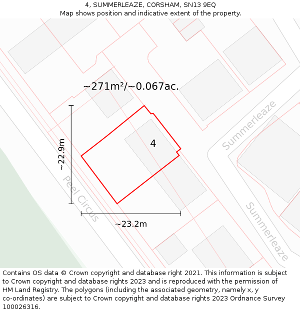4, SUMMERLEAZE, CORSHAM, SN13 9EQ: Plot and title map