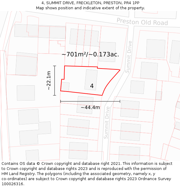 4, SUMMIT DRIVE, FRECKLETON, PRESTON, PR4 1PP: Plot and title map