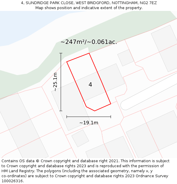 4, SUNDRIDGE PARK CLOSE, WEST BRIDGFORD, NOTTINGHAM, NG2 7EZ: Plot and title map
