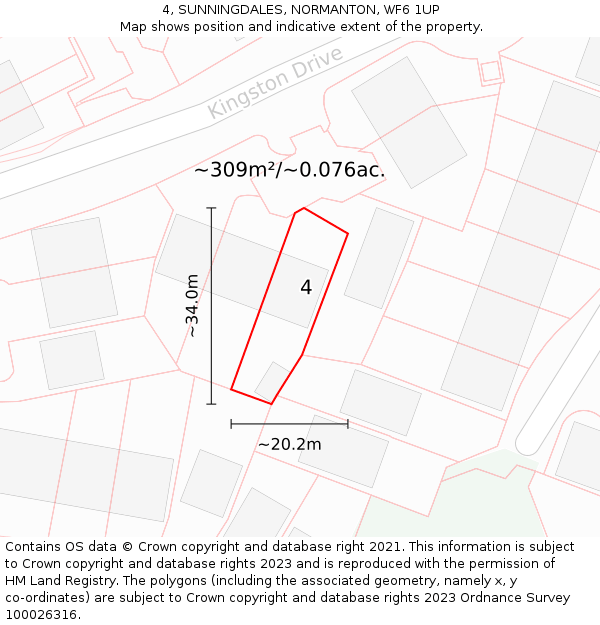 4, SUNNINGDALES, NORMANTON, WF6 1UP: Plot and title map