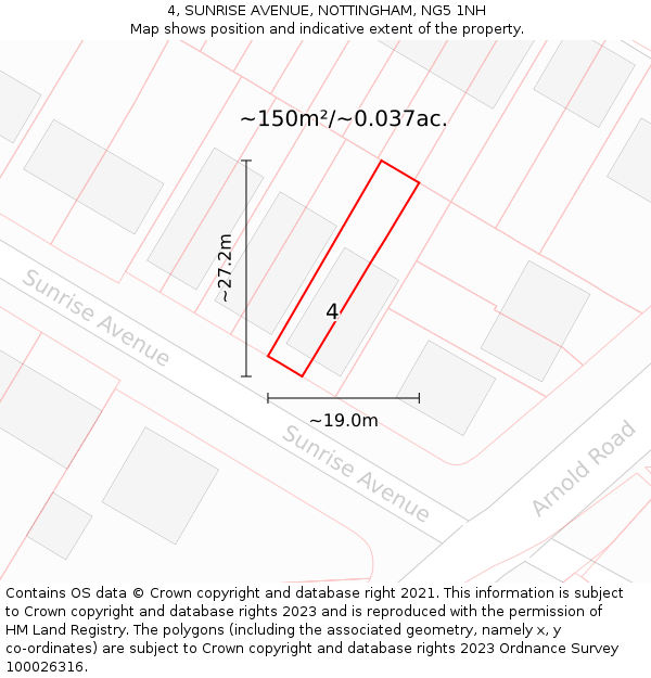 4, SUNRISE AVENUE, NOTTINGHAM, NG5 1NH: Plot and title map