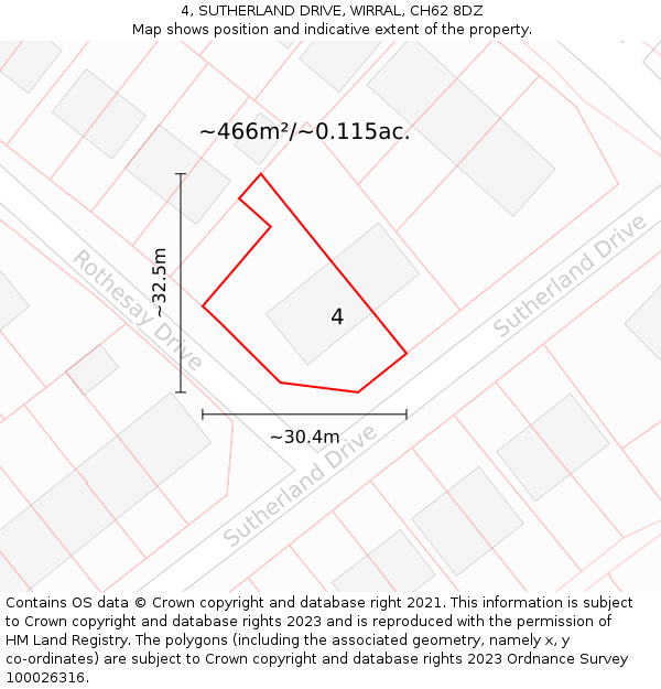 4, SUTHERLAND DRIVE, WIRRAL, CH62 8DZ: Plot and title map