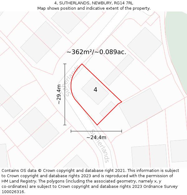 4, SUTHERLANDS, NEWBURY, RG14 7RL: Plot and title map