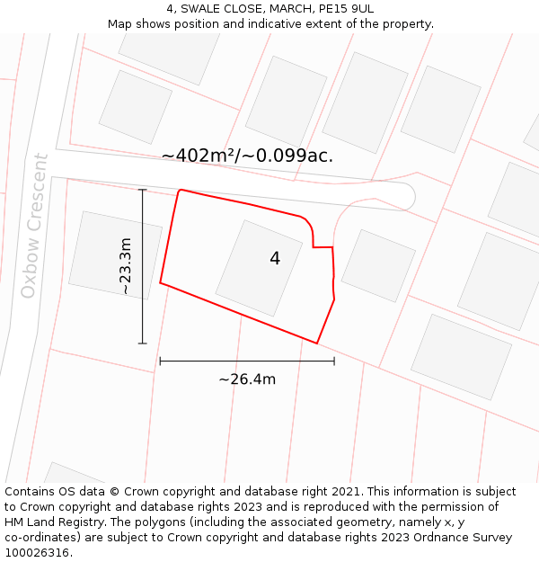 4, SWALE CLOSE, MARCH, PE15 9UL: Plot and title map