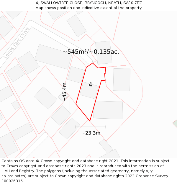 4, SWALLOWTREE CLOSE, BRYNCOCH, NEATH, SA10 7EZ: Plot and title map