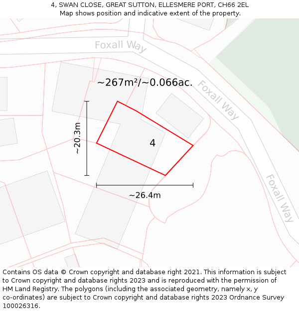 4, SWAN CLOSE, GREAT SUTTON, ELLESMERE PORT, CH66 2EL: Plot and title map