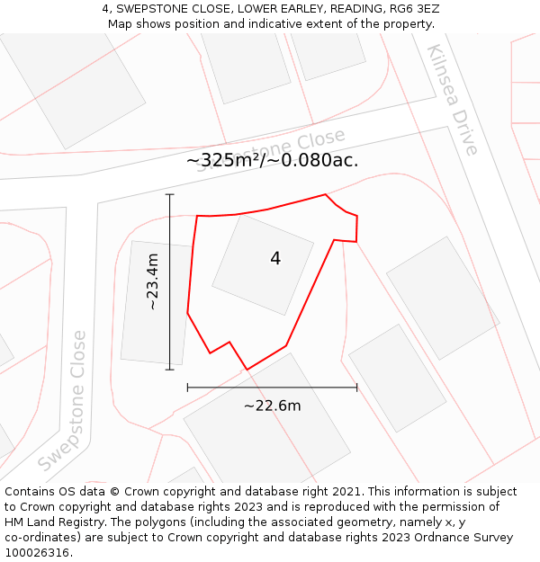 4, SWEPSTONE CLOSE, LOWER EARLEY, READING, RG6 3EZ: Plot and title map