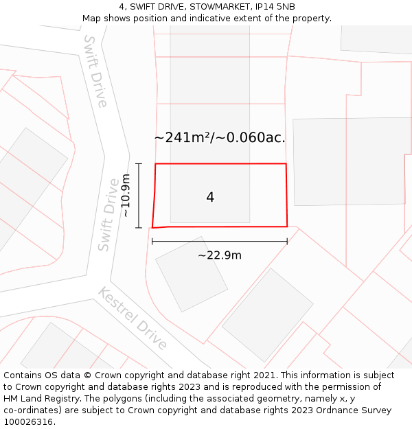 4, SWIFT DRIVE, STOWMARKET, IP14 5NB: Plot and title map