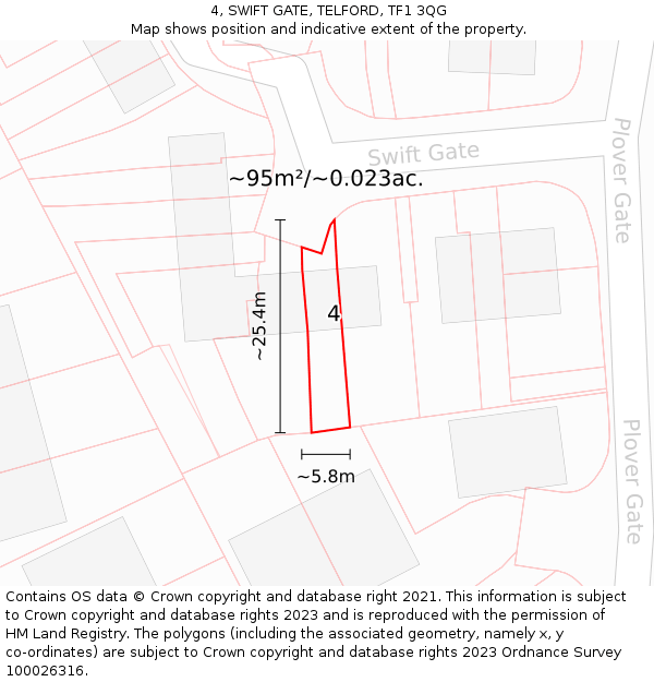 4, SWIFT GATE, TELFORD, TF1 3QG: Plot and title map