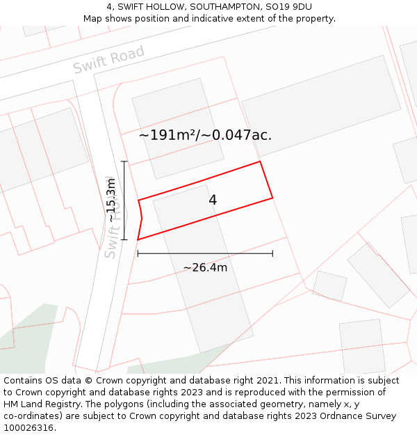 4, SWIFT HOLLOW, SOUTHAMPTON, SO19 9DU: Plot and title map