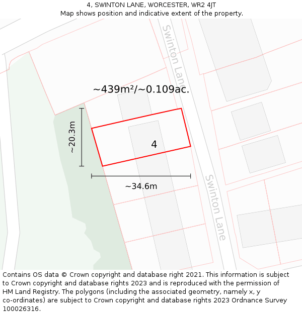 4, SWINTON LANE, WORCESTER, WR2 4JT: Plot and title map