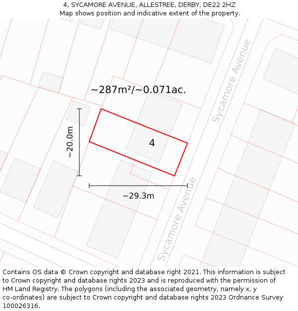 4, SYCAMORE AVENUE, ALLESTREE, DERBY, DE22 2HZ: Plot and title map