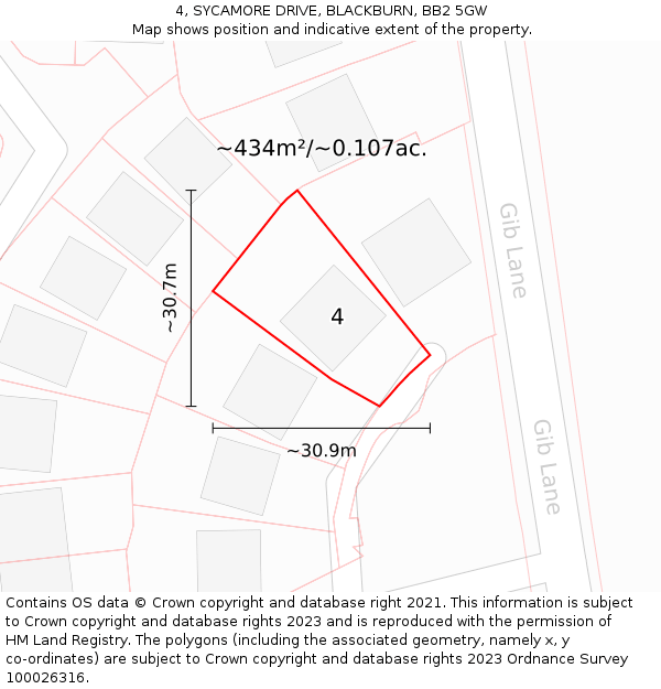 4, SYCAMORE DRIVE, BLACKBURN, BB2 5GW: Plot and title map