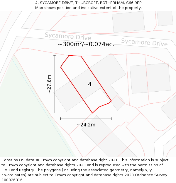 4, SYCAMORE DRIVE, THURCROFT, ROTHERHAM, S66 9EP: Plot and title map