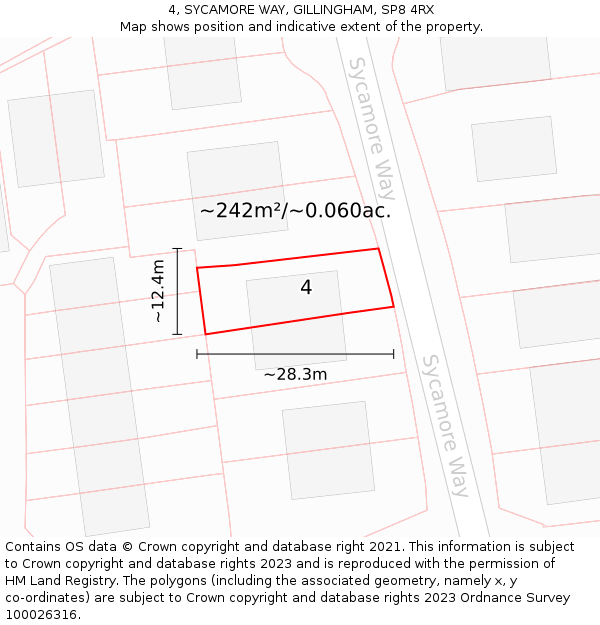 4, SYCAMORE WAY, GILLINGHAM, SP8 4RX: Plot and title map