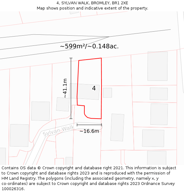 4, SYLVAN WALK, BROMLEY, BR1 2XE: Plot and title map