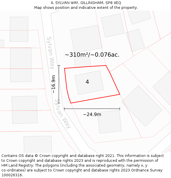 4, SYLVAN WAY, GILLINGHAM, SP8 4EQ: Plot and title map