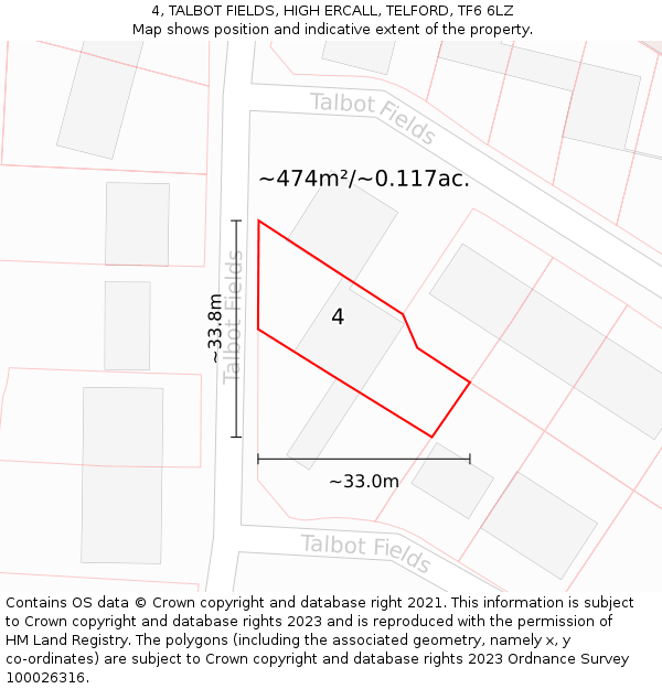 4, TALBOT FIELDS, HIGH ERCALL, TELFORD, TF6 6LZ: Plot and title map