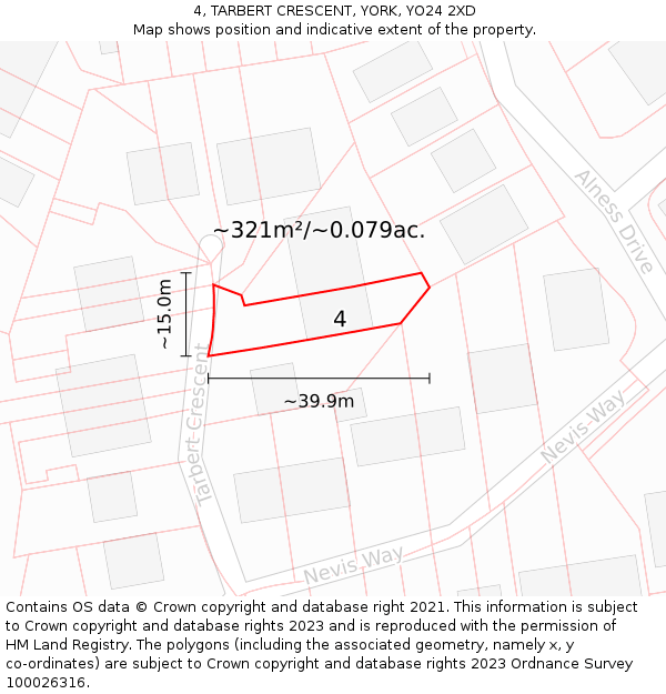 4, TARBERT CRESCENT, YORK, YO24 2XD: Plot and title map