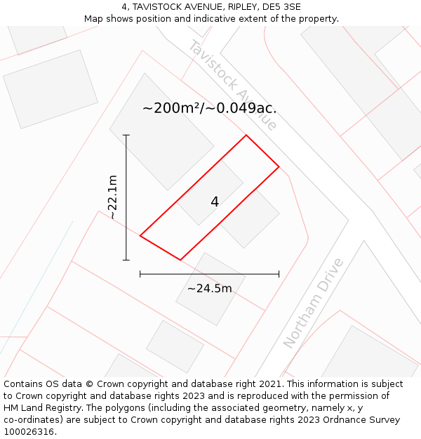 4, TAVISTOCK AVENUE, RIPLEY, DE5 3SE: Plot and title map