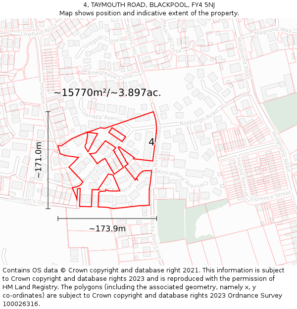 4, TAYMOUTH ROAD, BLACKPOOL, FY4 5NJ: Plot and title map