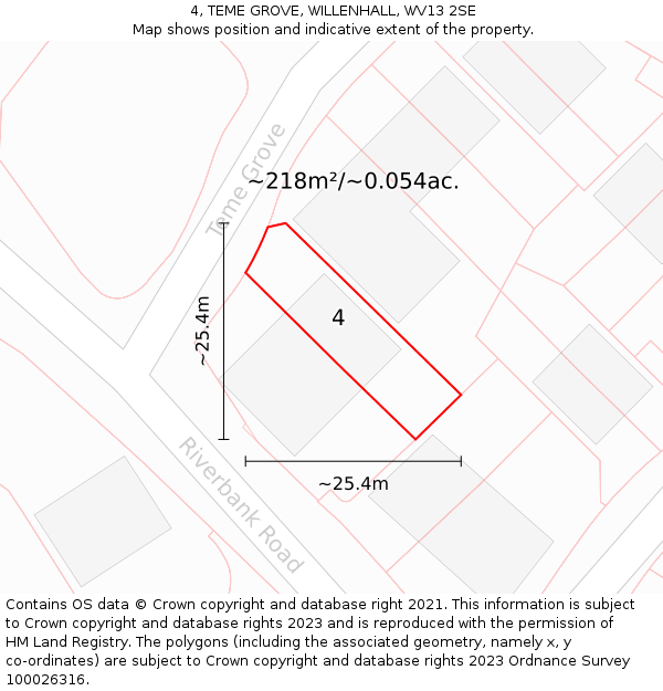 4, TEME GROVE, WILLENHALL, WV13 2SE: Plot and title map