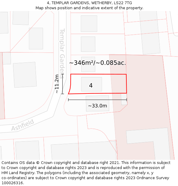 4, TEMPLAR GARDENS, WETHERBY, LS22 7TG: Plot and title map