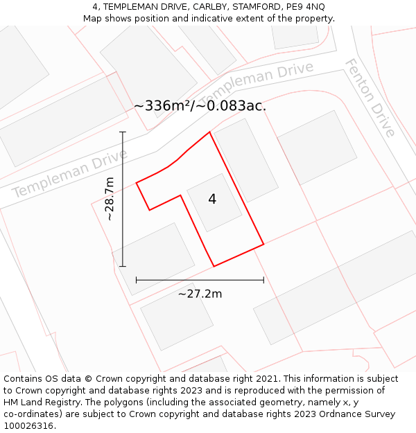 4, TEMPLEMAN DRIVE, CARLBY, STAMFORD, PE9 4NQ: Plot and title map