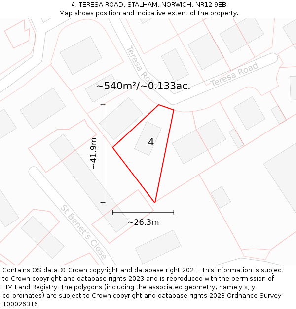 4, TERESA ROAD, STALHAM, NORWICH, NR12 9EB: Plot and title map