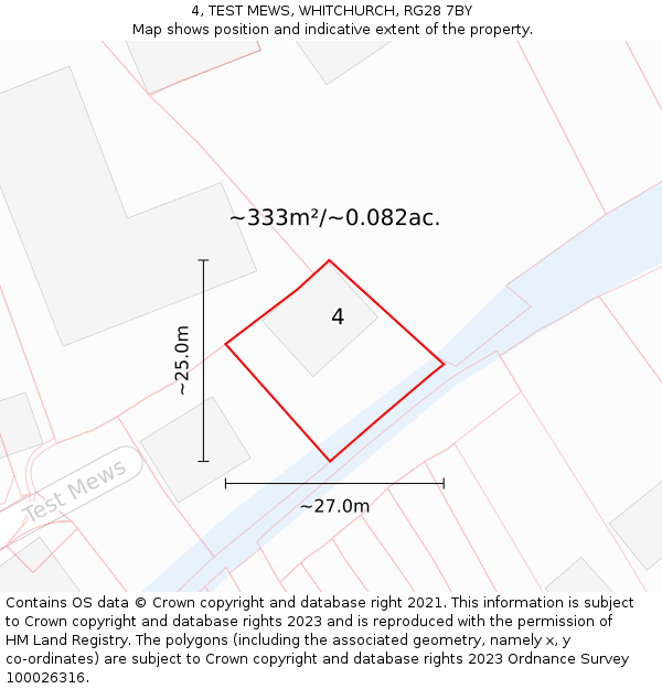 4, TEST MEWS, WHITCHURCH, RG28 7BY: Plot and title map