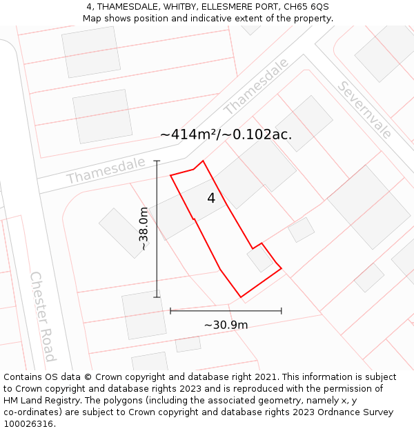 4, THAMESDALE, WHITBY, ELLESMERE PORT, CH65 6QS: Plot and title map