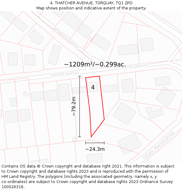4, THATCHER AVENUE, TORQUAY, TQ1 2PD: Plot and title map