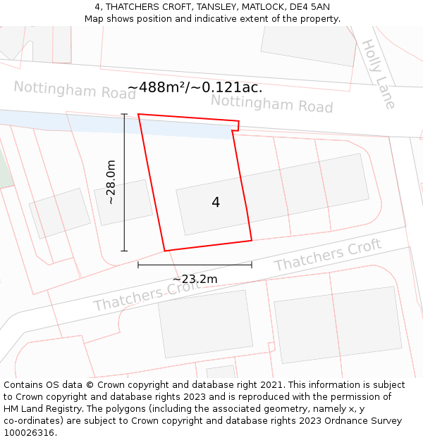 4, THATCHERS CROFT, TANSLEY, MATLOCK, DE4 5AN: Plot and title map