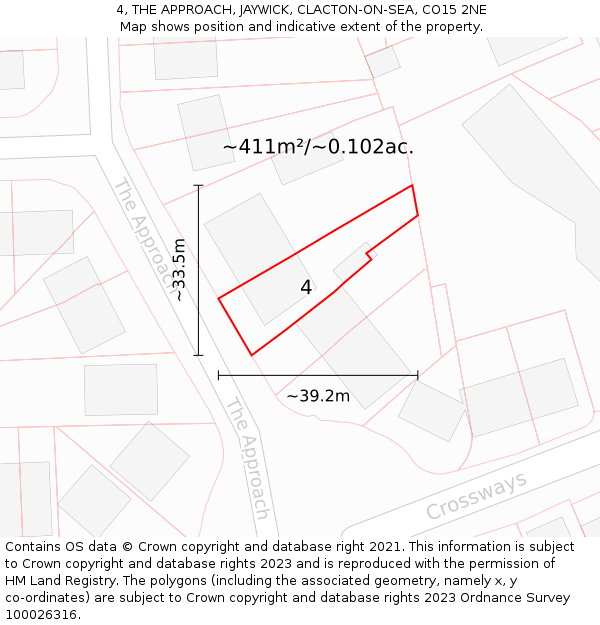 4, THE APPROACH, JAYWICK, CLACTON-ON-SEA, CO15 2NE: Plot and title map