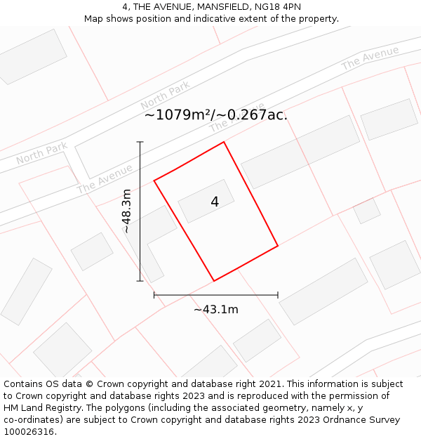 4, THE AVENUE, MANSFIELD, NG18 4PN: Plot and title map